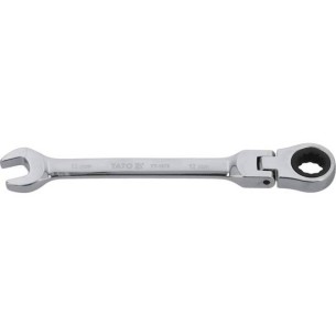 YT-1678 Klucz płasko-oczkowy z grzechotką i przegubem 12mm