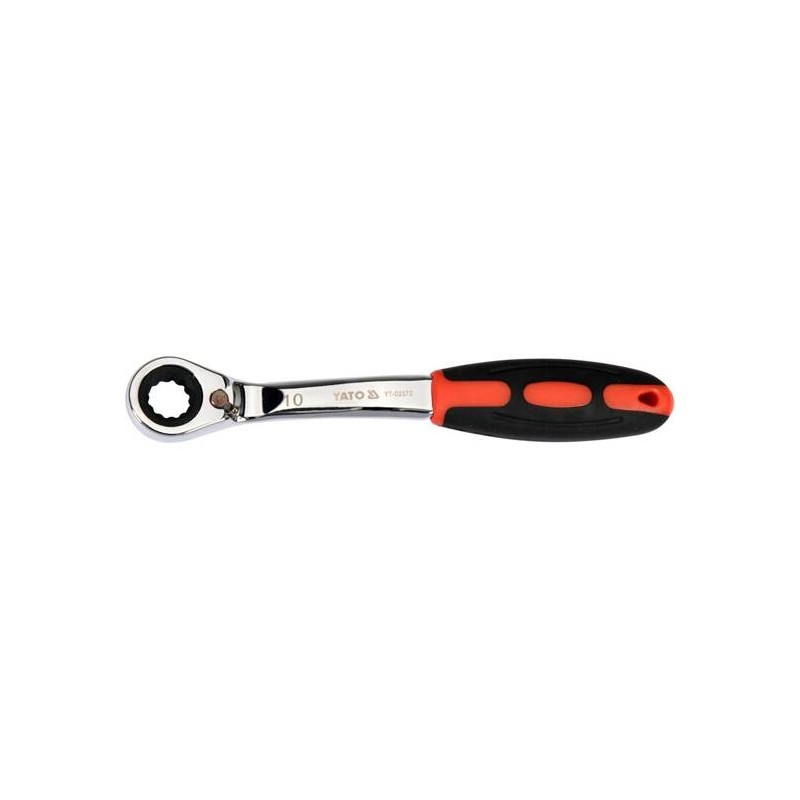 YT-02372 Klucz oczkowy odgięty z grzechotką 10mm