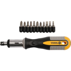 Vorel-64658 12pcs ratchet screwdriverwith bits set