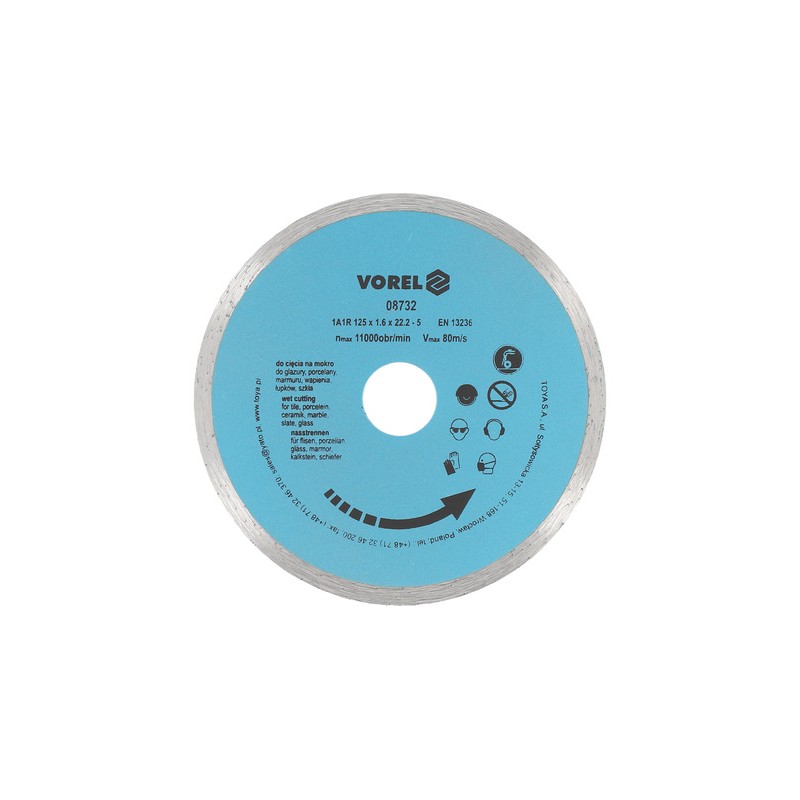 Vorel - 08732 Tarcza diamentowa 125mm /pełna/