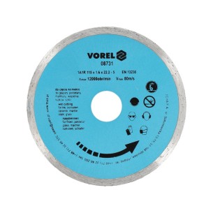 Diamond disc 115 mm, continuous rim – Vorel 08731