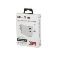 Mains charger with USB+USB-C socket 30W