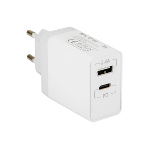 Ładowarka sieciowa gniazdo USB+USB-C 30W