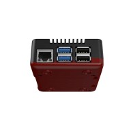 Argon NEO - black/red aluminum alloy case for Raspberry Pi 5 with built-in cooling fan, removable top cover