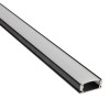 Aluminum mounting profile for LED strips, U-shaped, black with a milky cover