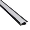 Aluminum mounting profile for LED strips, W-shaped, black with a milky cover