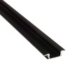 Aluminum mounting profile for LED strips, W-shaped, black with a milky cover