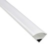 Aluminum mounting profile for LED strips, V-shaped, silver with a milky cover