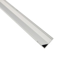 Aluminum mounting profile for LED strips, V-shaped, silver with a milky cover