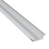 Aluminum mounting profile for LED strips, W-shaped, silver with a milky cover