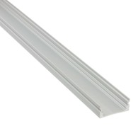 Aluminum mounting profile for LED strips, U-shaped, silver with a milky cover