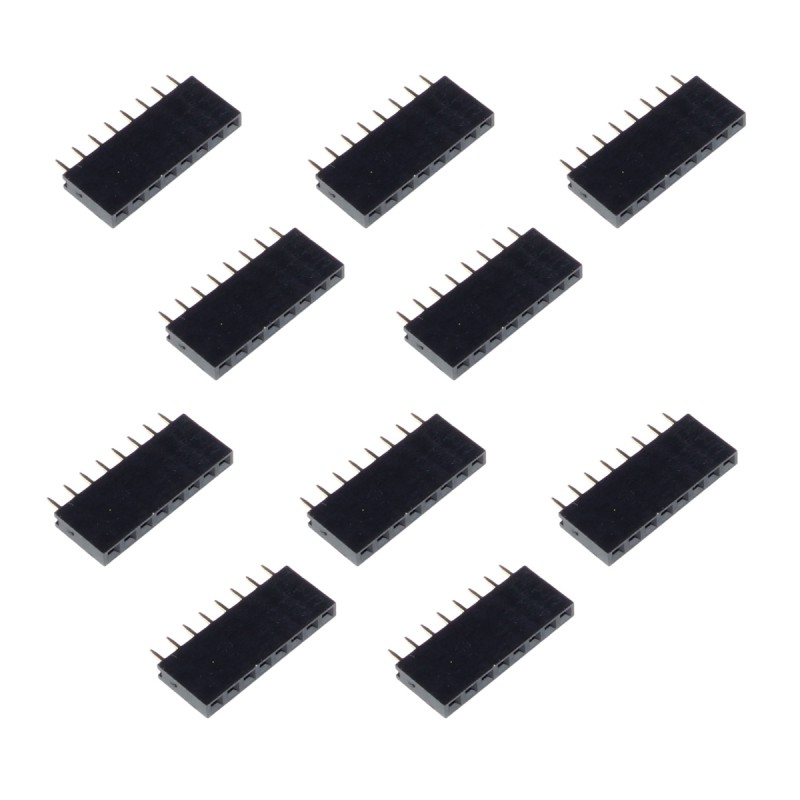 Contact strip 2.54mm, straight 1x8, black - 10 pcs.