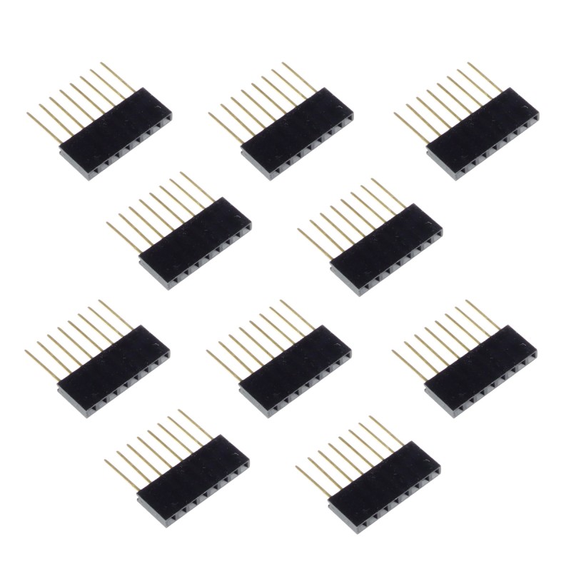 Contact strip 2.54mm straight extended 1x8, black - 10 pcs