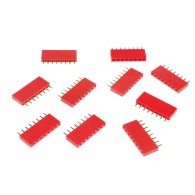 Contact strip 2.54mm straight 1x8, red - 10 pcs.