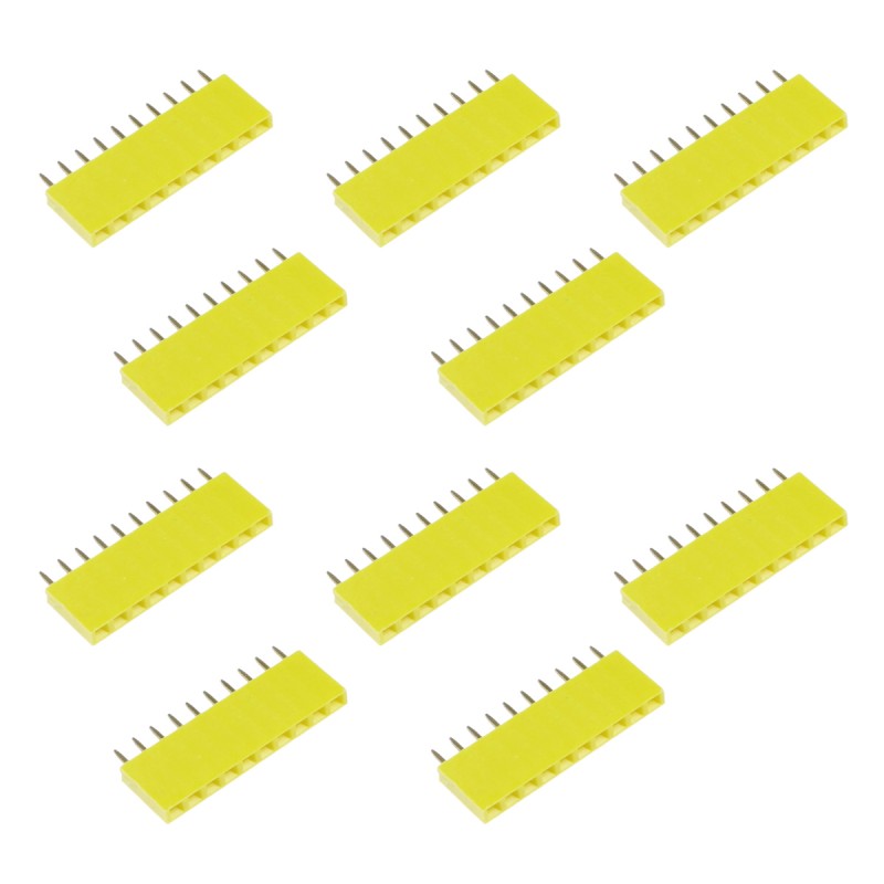 Contact strip 2.54mm, straight 1x10, yellow - 10 pcs.