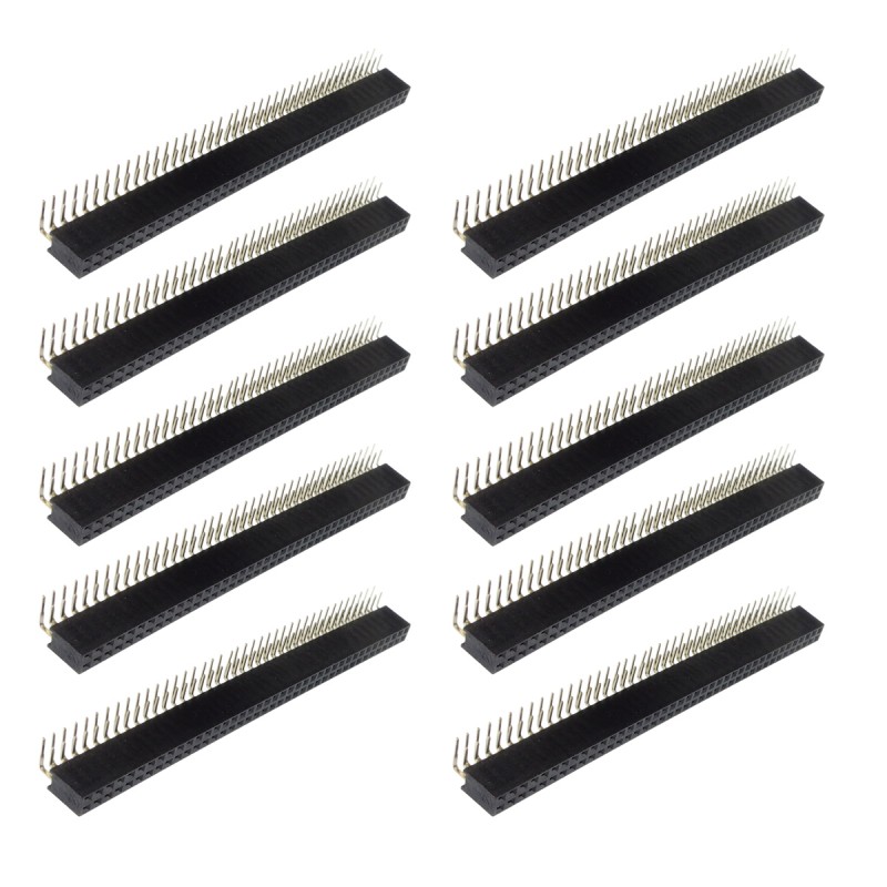 Contact strip 2.54mm angled 2x40, black - 10 pcs.