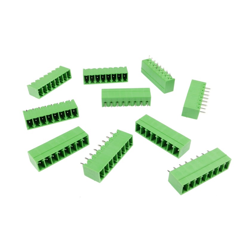 10x 5.08mm 3-Pin Screw Terminal Blocks – Straight Pluggable Connectors, Green