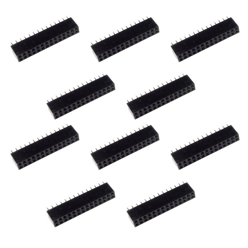 Contact strip 2.54mm straight 2x14, black - 10 pcs.