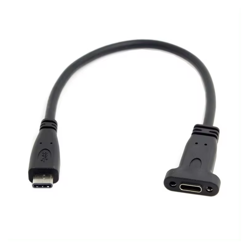 USB Type-C Extension Cable with Panel Mount, Length 30cm