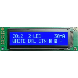 LCD-CC-2002Ax-BIW W/B-E6 C - LCD alphanumeric display 2x20 negative blue