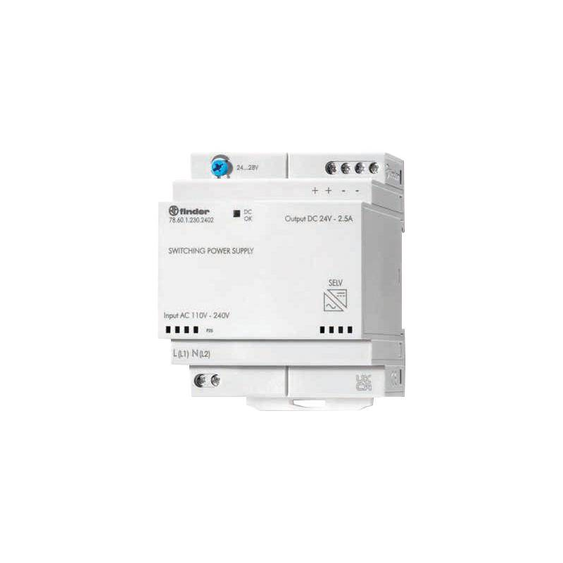 Switching power supply 60W 24VDC 2.8A, Finder 78.60.1.230.2402