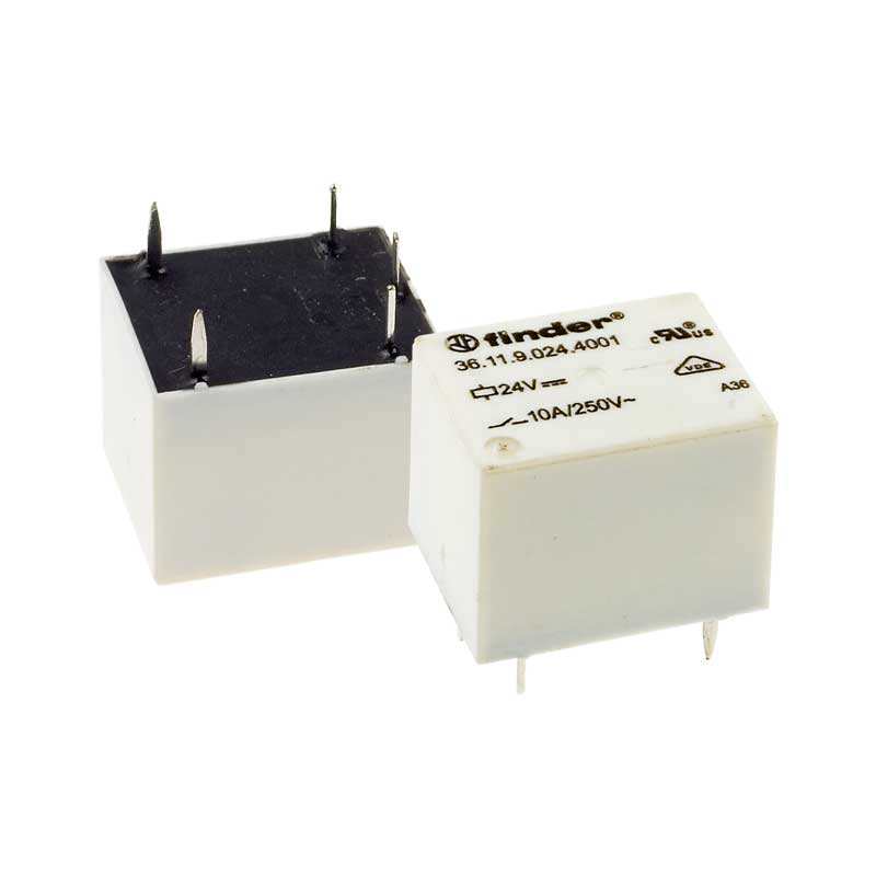 Electromagnetic relay SPDT, 24VDC, 10A/250VAC, Finder 36.11.9.024.4001