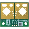 ACS72981 Current Sensor Large Carrier with wires connected by solderless lugs and header pins soldered for use with a breadboard