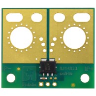 ACS72981 Current Sensor Large Carrier with wires connected by solderless lugs and header pins soldered for use with a breadboard