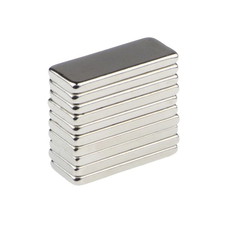 Rectangular neodymium magnet 20x8x2mm - 10 pcs.