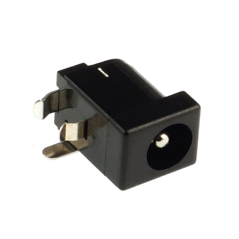 DC2025-CN Male socket, angled, with 2.5 mm pin, 6.3 mm hole, bent legs