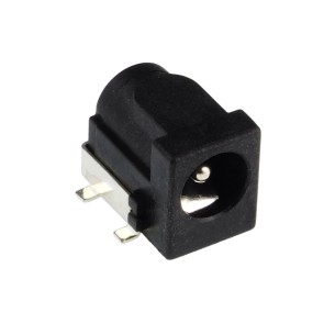 Male socket, angled, with 2.5mm pin, 6.3mm hole, SMD mounting