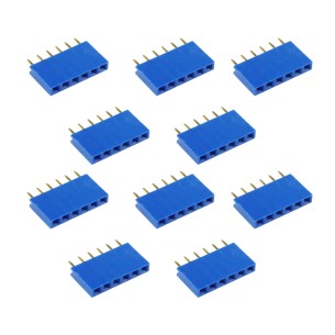 Contact strip 2.54mm straight extended 1x6, blue - 10 pcs.