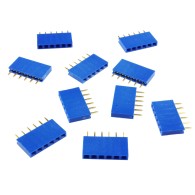 Contact strip 2.54mm straight extended 1x6, blue - 10 pcs.