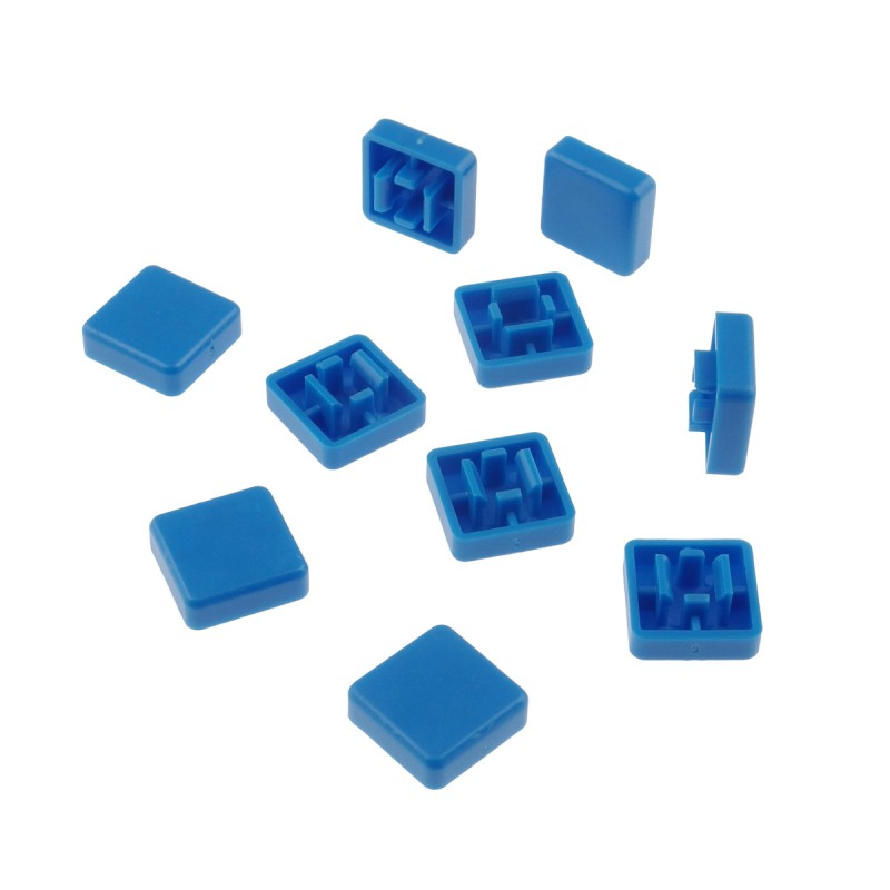 Cap for Tact Switch 12x12x7.3mm, square (blue) - 10 pcs