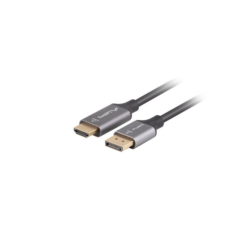 KABEL DISPLAYPORT(M) ->HDMI(M) 1M 4K CZARNO-SREBRNY LANBERG KABEL DISPLAYPORT(M) ->HDMI(M) 1M 4K CZARNO-SREBRNY LANBERG