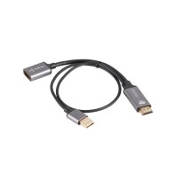 HDMI(M)->DISPLAYPORT(F) ADAPTER 4K ON CABLE 20CM SILVER LANBERG