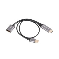 HDMI(M)->DISPLAYPORT(F) ADAPTER 4K ON CABLE 20CM SILVER LANBERG