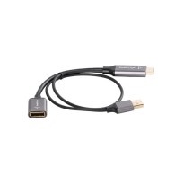HDMI(M)->DISPLAYPORT(F) ADAPTER 4K ON CABLE 20CM SILVER LANBERG