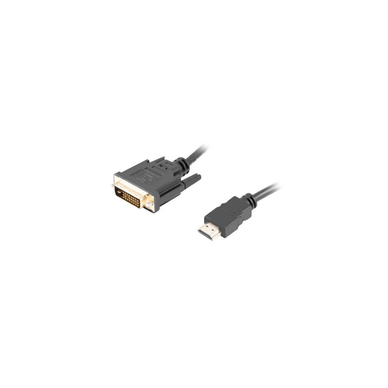 HDMI(M)->DVI-D(M)(24+1) CABLE 1.8M BLACK DUAL LINK WITH GOLD-PLATED 4K CONNECTORS LANBERG