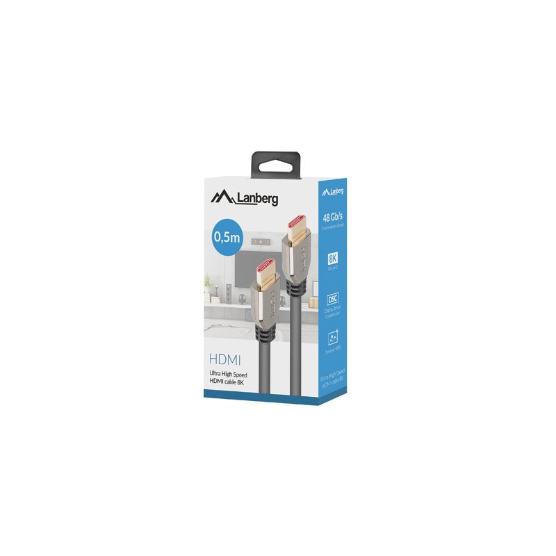 KABEL HDMI M/M V2.1 0.5M 8K 60HZ CZARNY BOX LANBERG