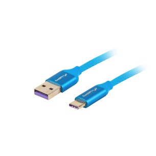 Kabel USB-C-USB-A 2.0 1M niebieski Premium 5A Lanberg