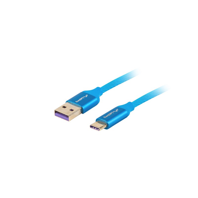 USB-C(M)->USB-A(M) 2.0 CABLE 0.5M BLUE PREMIUM 5A LANBERG