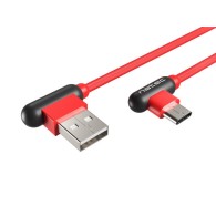 USB-C(M)->USB-A(M) 2.0 CABLE 1M ANGLED LEFT/RIGHT RED NATEC PRATI