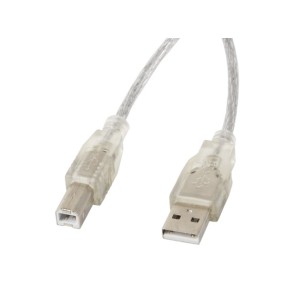 Kabel USB-A-USB-B 2.0 1.8M przezroczysty ferryt Lanberg