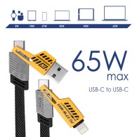 Kabel USB Akyga AK-USB-57 USB A (m) + USB type C (m) / USB type C (m) + Lightning (m) ver.2.0 65W 1m