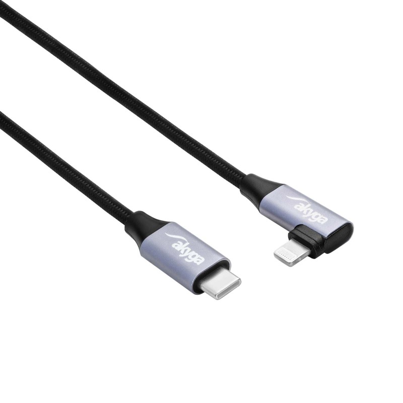 Кабель Akyga USB Type-C / Lightning, кутовий 2.0, 1 м