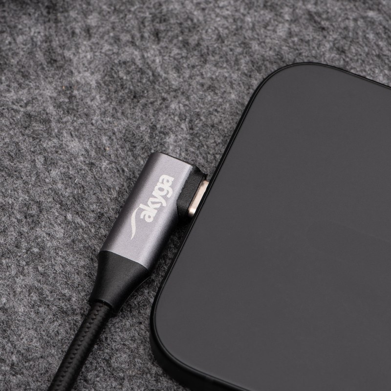 Кабель Akyga USB Type-C / Lightning, кутовий 2.0, 1 м