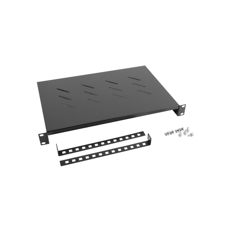 PÓŁKA DO SZAF 19" 600MM CZARNA LANBERG (1U/483X300MM UDŹWIG DO 25KG, MONTAŻ 4 PUNKTOWY)