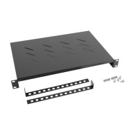 PÓŁKA DO SZAF 19" 600MM CZARNA LANBERG (1U/483X300MM UDŹWIG DO 25KG, MONTAŻ 4 PUNKTOWY)