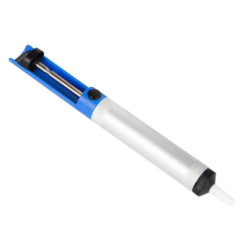 Solder sucker with a metal cylinder